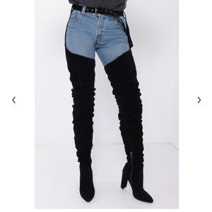 Azalea Wang thigh-high chap boots